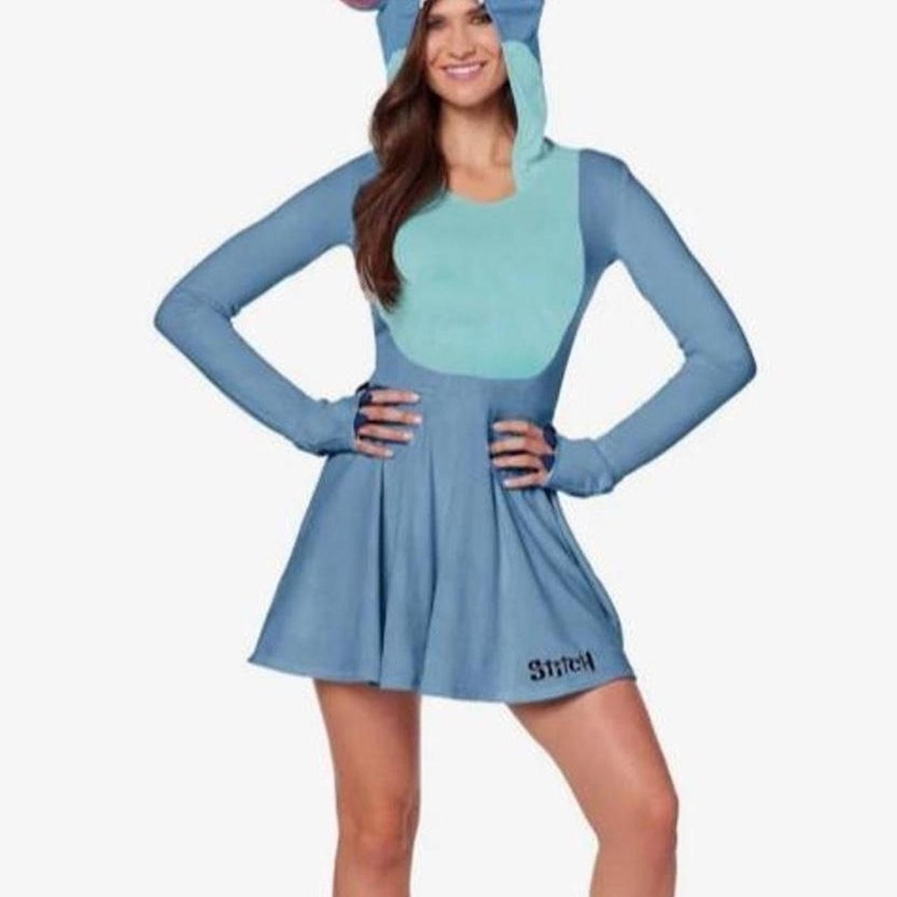 Disney Adult Stitch Dress Costume Hooded Velvet Lilo & Stitch Cosplay Small